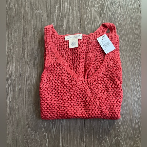 Tilly's SKY AND SPARROW Crochet Rust Tank Top - Picture 3 of 6